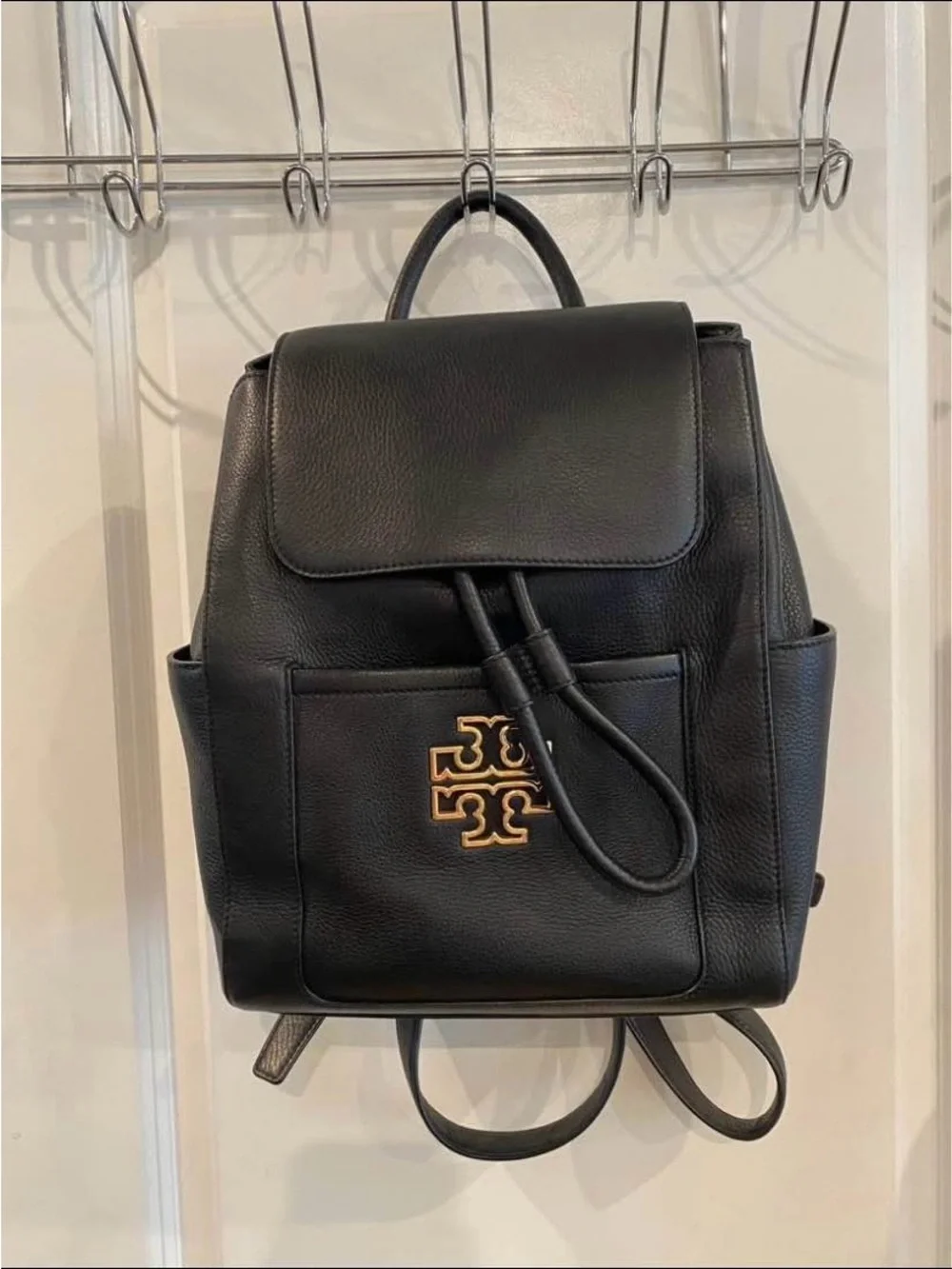 Tory Burch Britten black leather backpack purse